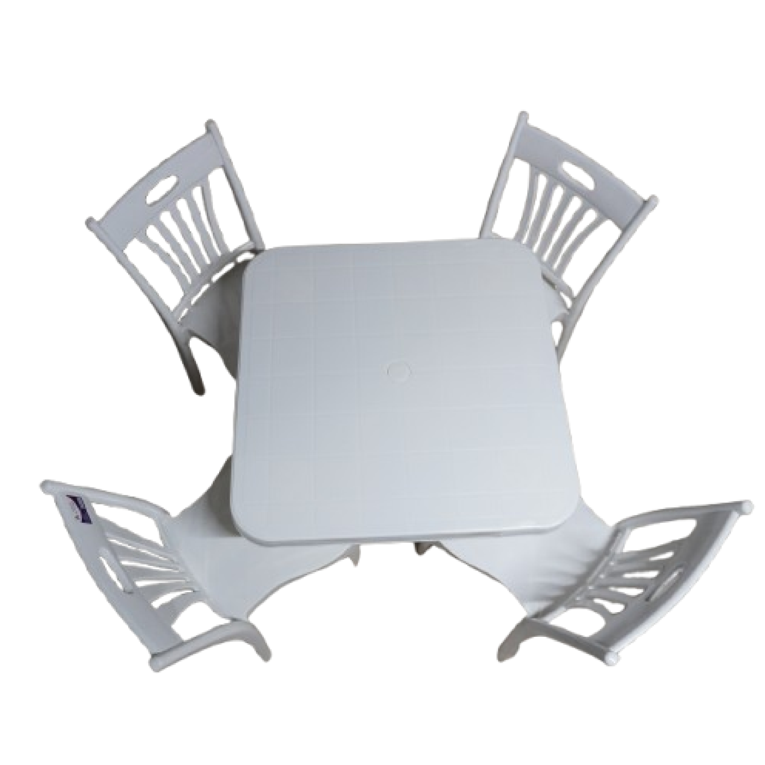 Table carrée de jardin en plastique avec 4 chaises
