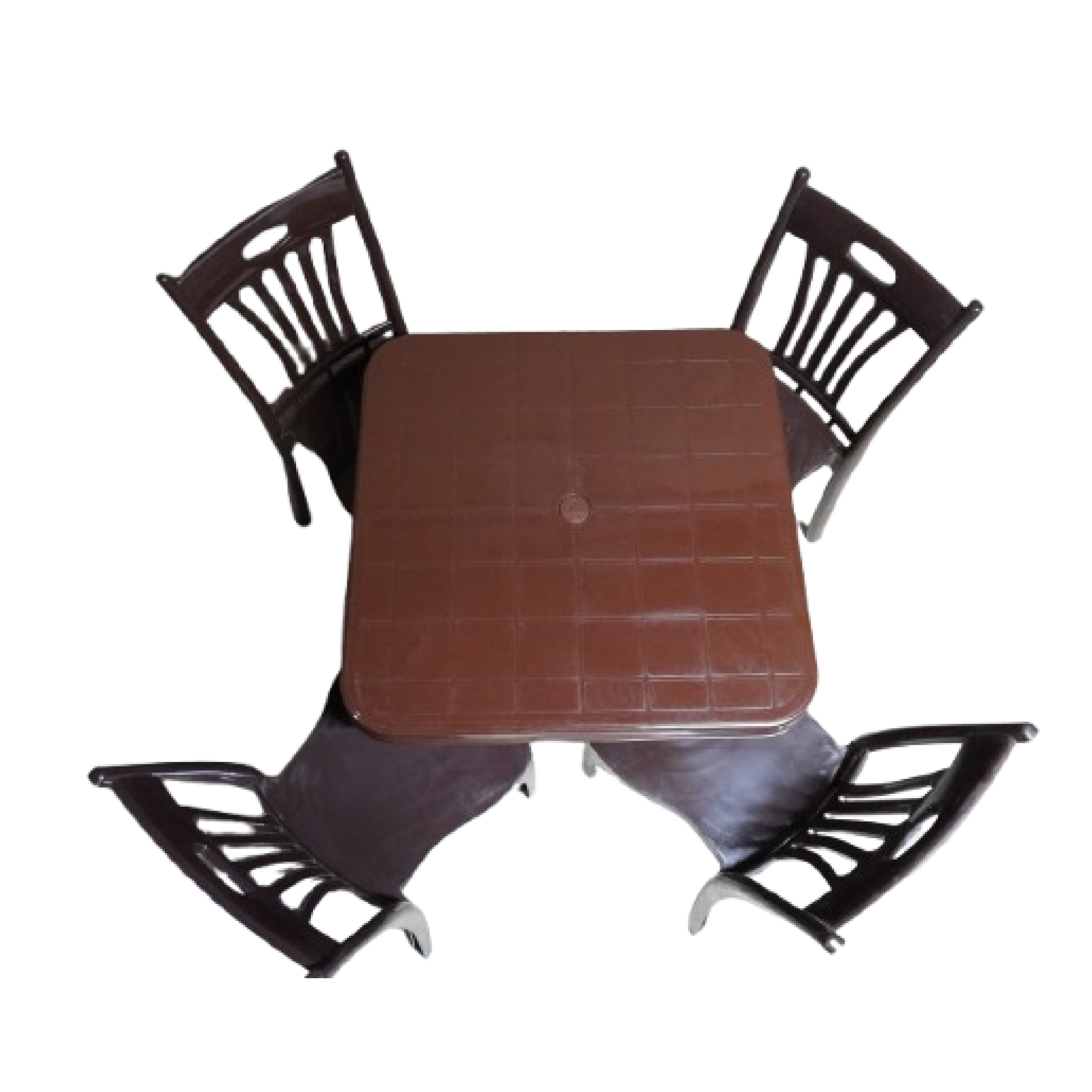 Image de Table carrée de jardin en plastique avec 4 chaises - Unbranded