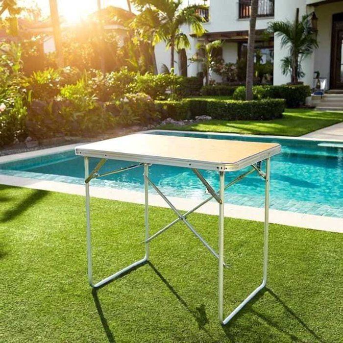 Table de plage _Camping Pliante en Acier Marron 70x60x80 cm résistante et légère premier choix