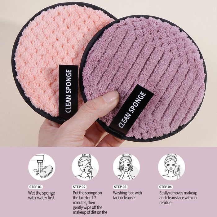 Image de Tampons démaquillants réutilisables - Maange - 5 couleurs - Microfibre douce - Écologique - Compact - Unbranded