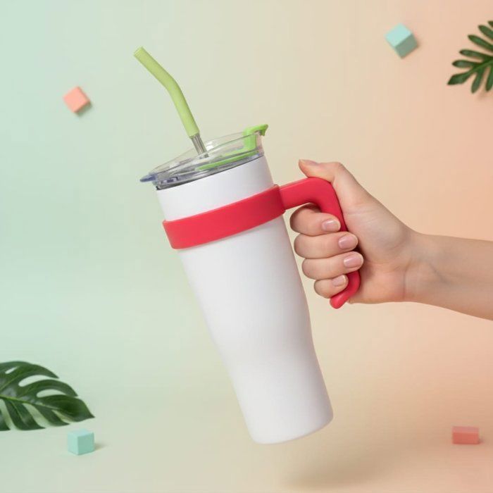 Thermos thermique-grande capacité XXL -Mug Inox avec poignée et paille – Grande capacité 1,2 L