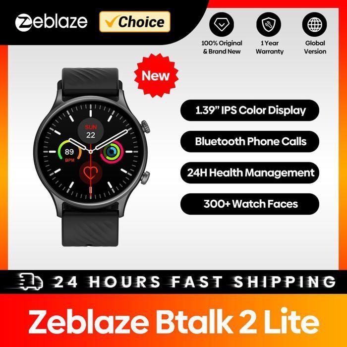 Zeblaze Btalk 2 Lite montre intelligente grand écran HD 1.39 pouces appels téléphoniques Bluetooth 24H - Noir