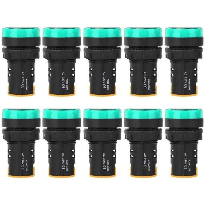10Pcs Voyant Led Lumineux Vert 220V Ad16-22D/S(vert)