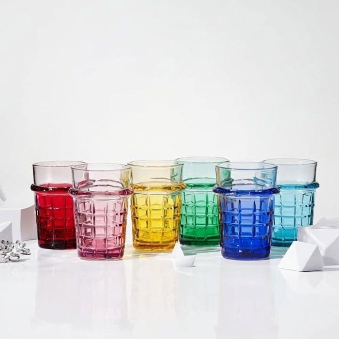 12 Verres à thé couleurs -Set de 12 Verre à thé – Ensemble élégant de 12 pièces cristallin couleurs