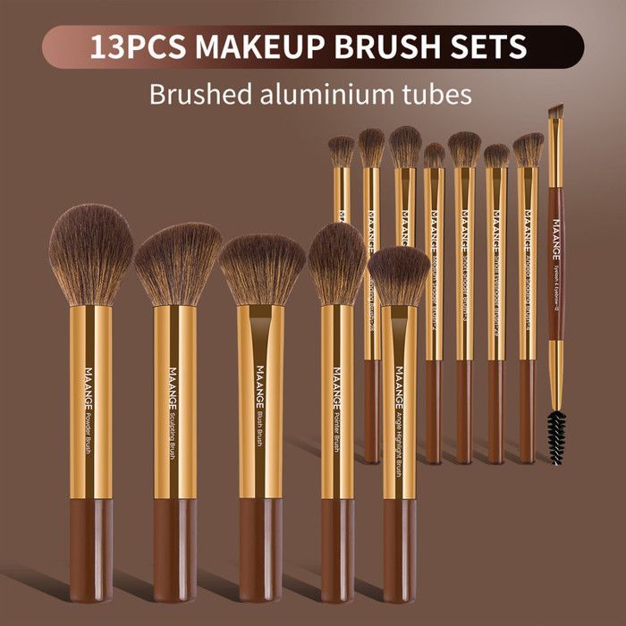 13pcs Make-up brush-coffee gold