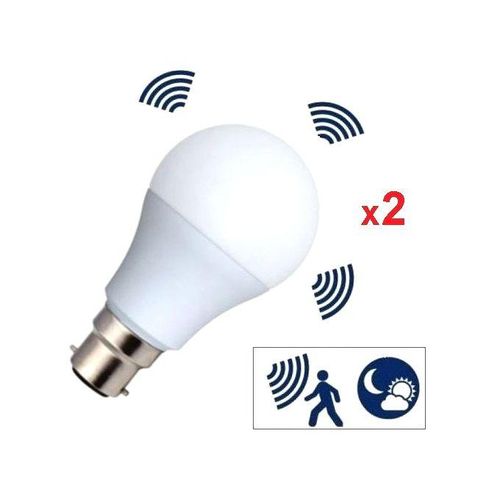 2 Ampoules LED B22, Lampe économe avec Détecteur, Lumière Blanche Pour Escalier