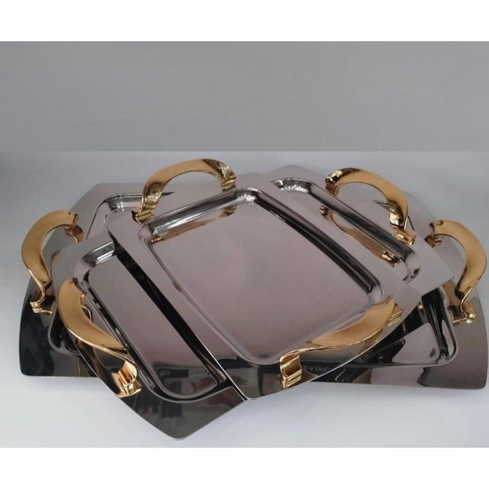 Image de 3 PLATEAU ANCES DORE CARRE RECTANGULAIRE GM 47/34,5CM MM 32,5/27.5CM PM 30,5/22CM - Unbranded