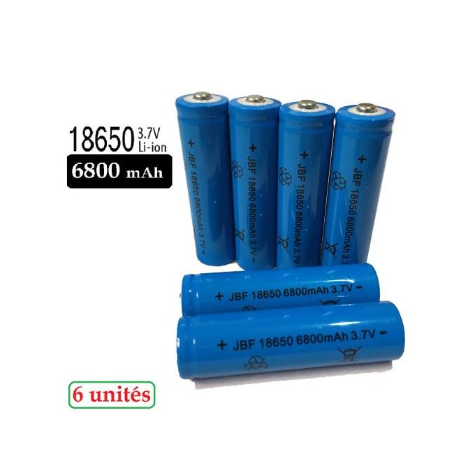 6 batteries 3.7V 18650 Li-ion rechargeables 6800 mah -sans emballage