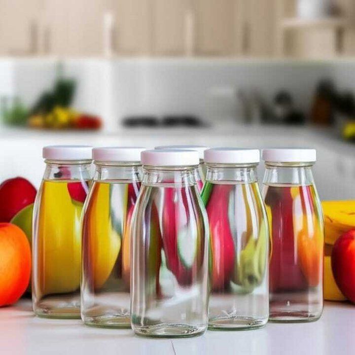 6 mini Bouteilles en verre – Élégantes &amp; Pratiques 200 ml-pour jus -stockage epices-jares