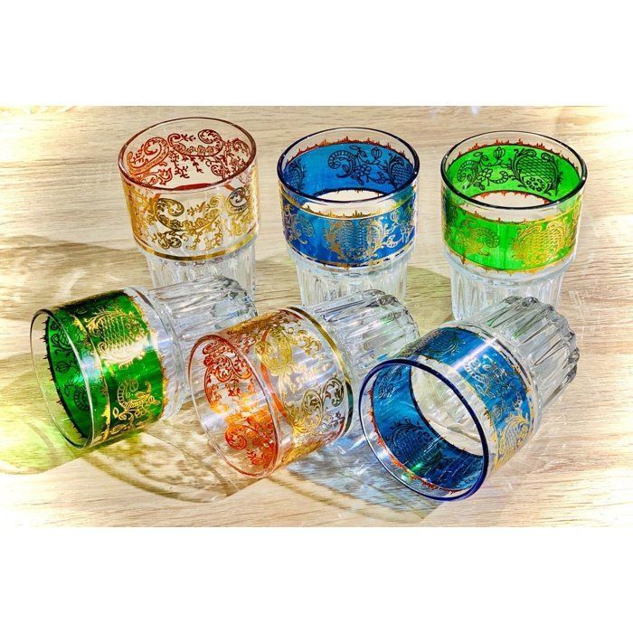 6 Verres à eau en couleurs - Cristalin - Lot de 6 - 300ML - Couleurs variées - Verre épais