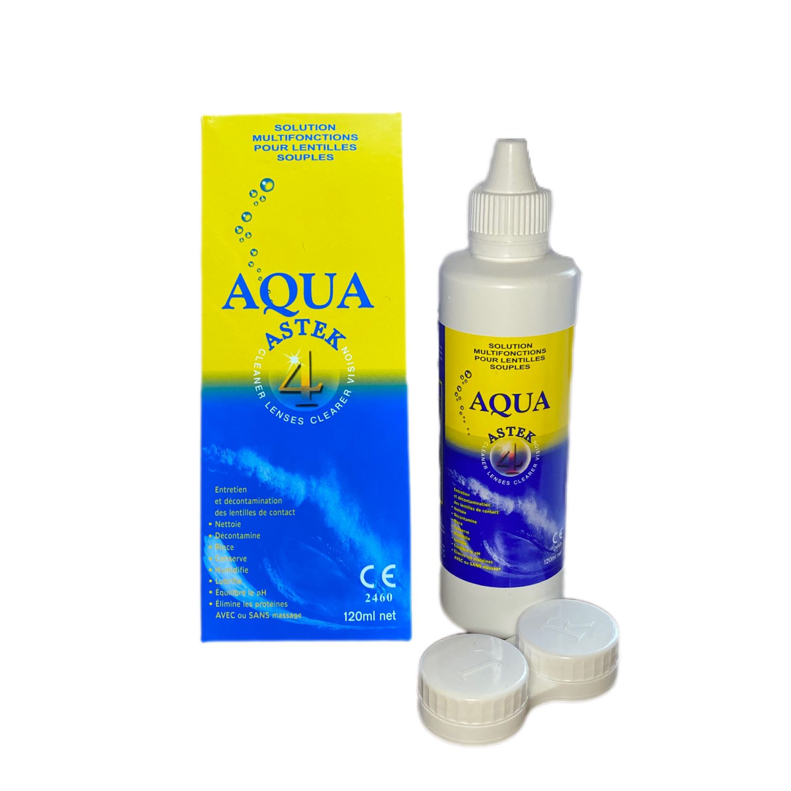 AQUA ASTEK SOLUTION MULTIFONCTIONS POUR LENTILLES SOUPLES 120ML