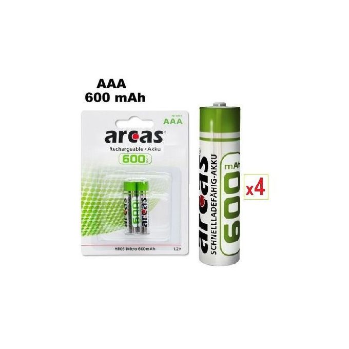 Arcas 4 Piles AAA - Rechargeables 600MAH
