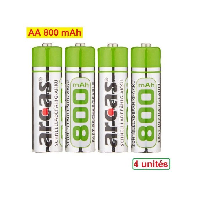 Arcas 4 piles Rechargeables Type AA batteries 800 mAh
