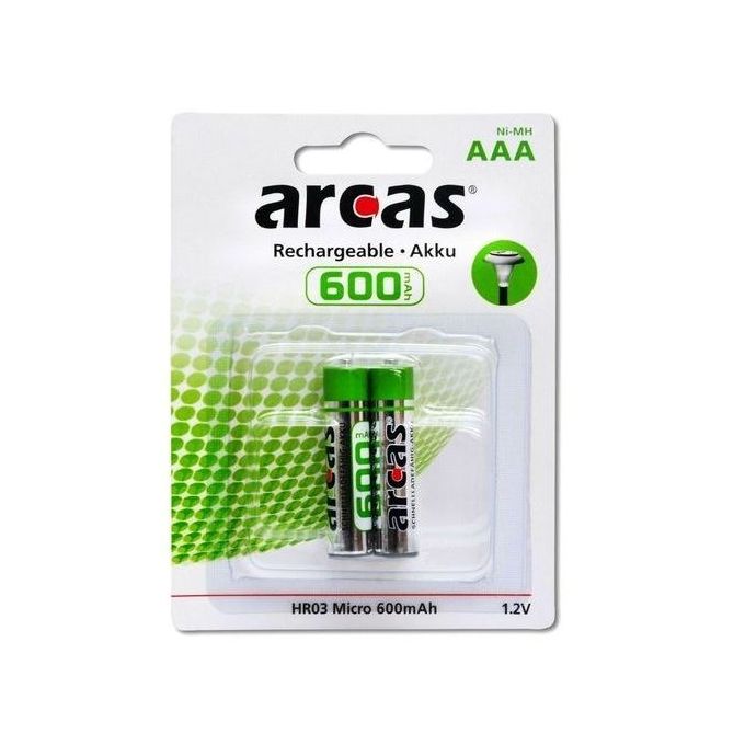 Arcas Blister 2 unités // Batteries E-chargeables 600 mAh // Piles AAA