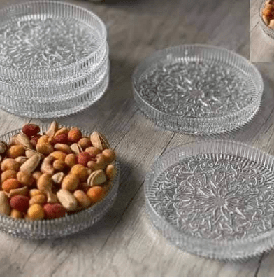 Assiette à dessert - MARQUE - Set de 6 assiettes en verre - 12 cm - Transparent - Haute qualité