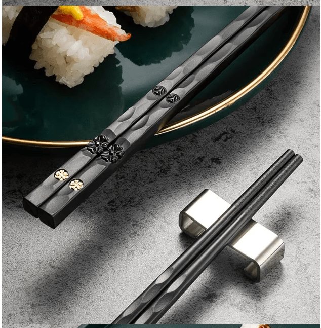 Baguettes Chinoises Japonaises en Alliage, Réutilisables, Résistantes à la Moisissure, 5 Paires