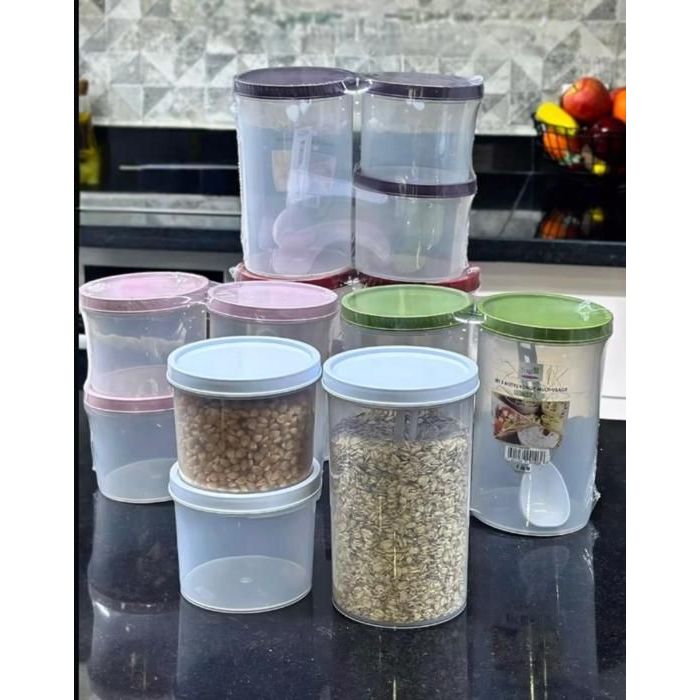 Boîtes de stockage - 3 pièces - Avec cuillère en plastique - Couleurs aléatoires