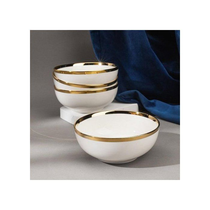 Bol à Nouilles - 12cm - Porcelaine - Bordure dorée - Usage domestique