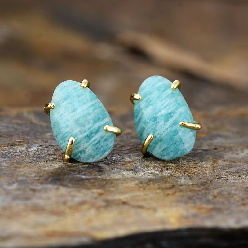 Boucle d'oreille Ethnique en Amazonite