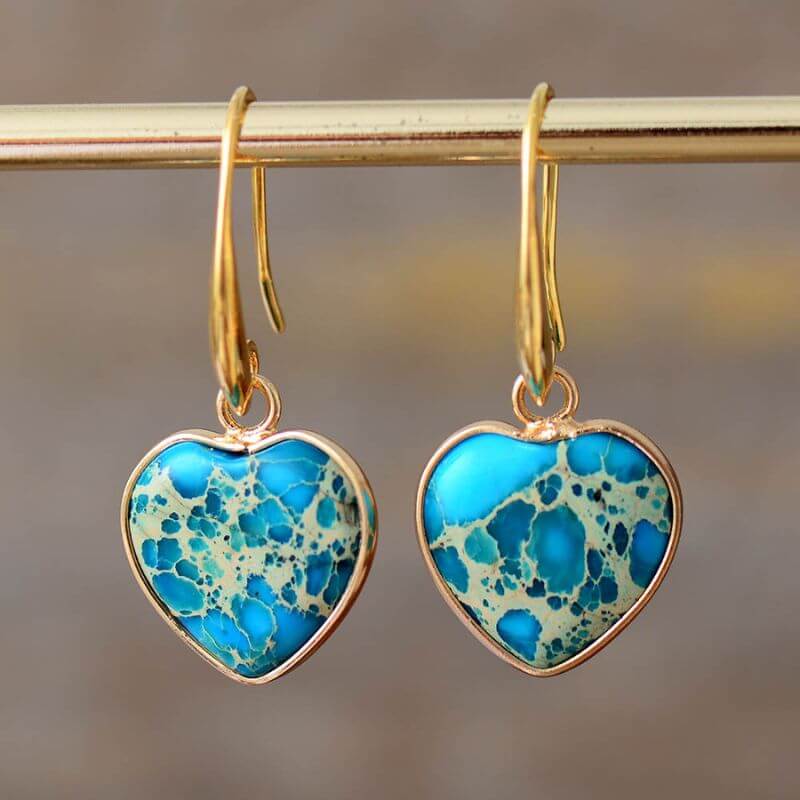 Boucles d'oreilles en Forme de cœur en Turquoise