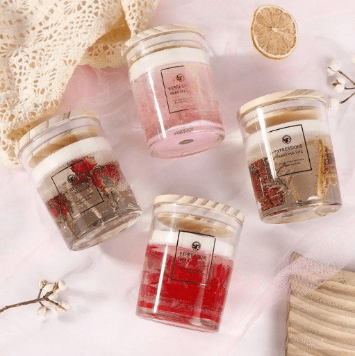 Bougie parfumée en verre fleur séchée