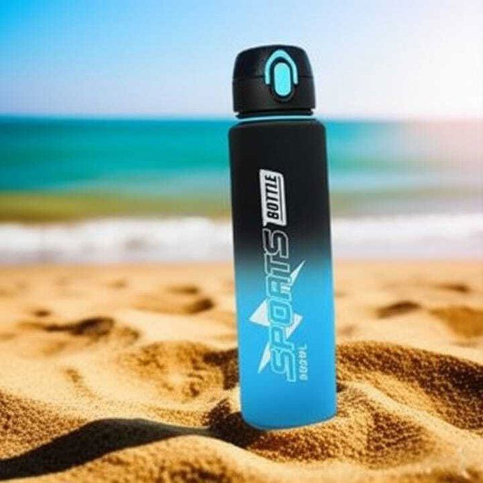 Bouteille d'eau de sport isotherme en plastique sans BPA 1L avec couvercle couleurs aléatoires