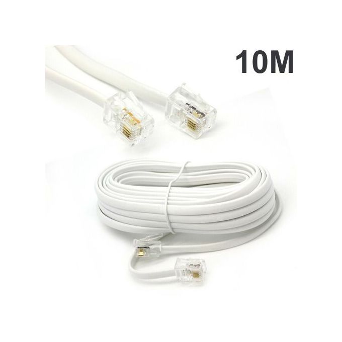 Cable RJ11 10M - Cordon Téléphonique pour Téléphone Fix, ADSL,Fax.. 10 Mètres RJ11
