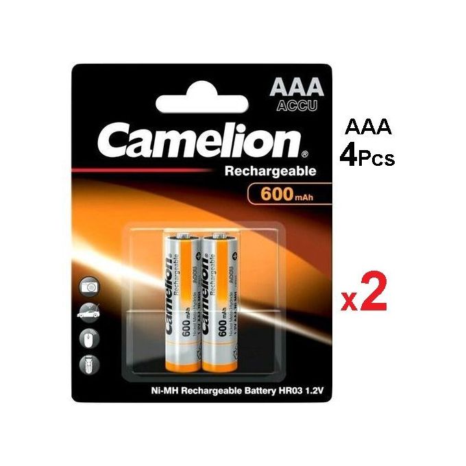 Camelion 4 Piles AAA Capacité 600 mAh // Piles Rechargeables 4 Unité