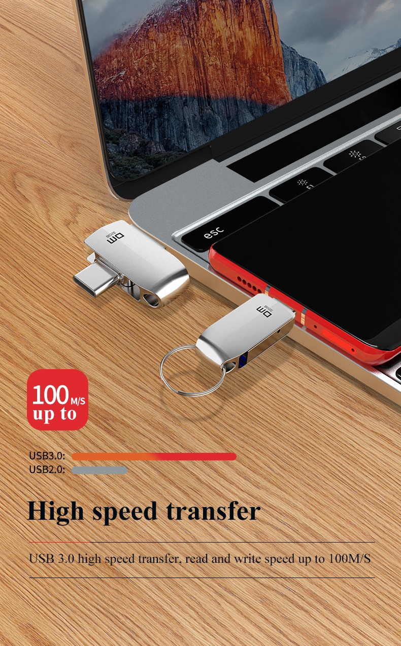 Clé OTG Type C USB 3.0 Marque DM 128 Go