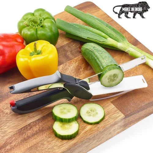 Couteau de Cuisine Intelligent en Acier avec Mini Hachoir Intégré
