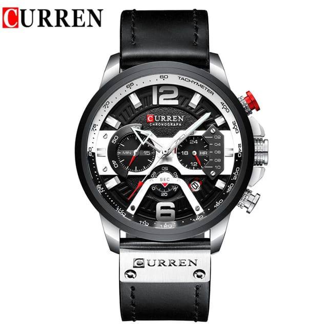CURREN 8329 Montre Business Hommes Simple Sport Montre-bracelet Trois Sous-cadrans ATM Étanche Noir