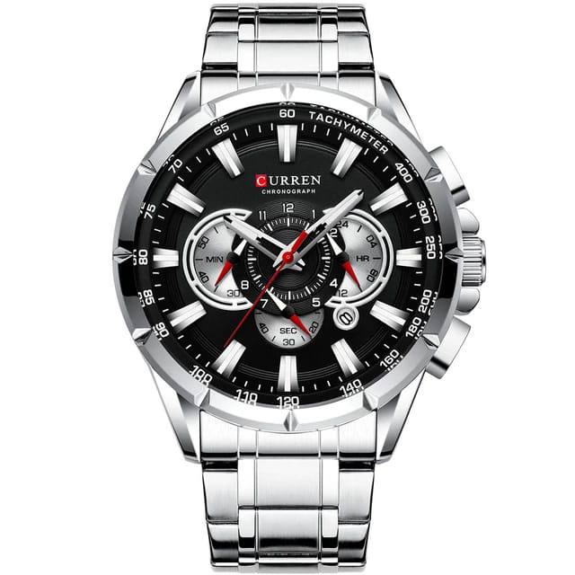 CURREN 8363 Nouveau Sport Chronographe Montres pour Hommes Montre-Bracelet en Acier Inoxydable