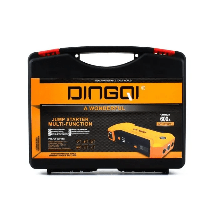 DINGQI Démarreur d'urgence de saut de voiture, batterie d'alimentation, avec double sortie USB, torche LED, SOS
