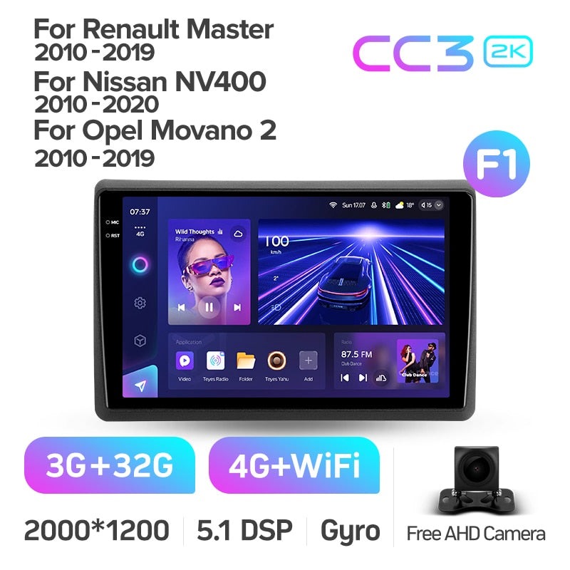 Ecran multimédia pour Renault Master 2010 -2019 ForNissan NV400 2010 - 2020For OpelMovano 2