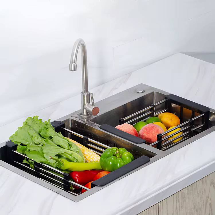 Égouttoir de vaisselle pour Évier de cuisine extensible, égouttoir de fruits