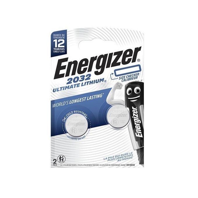 Energizer 2032 x2 3V Piles Bouton Ultimate Lithium // Blister 2 Batteries 3 volts