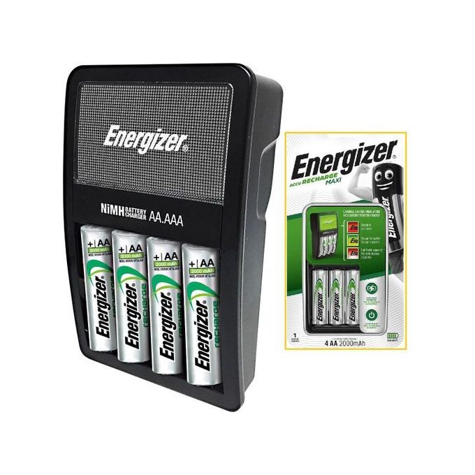 Energizer 4 Piles Rechargeable AA Ni-MH 2000 MAh + Chargeur pour Piles AA - AAA