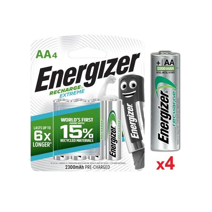 Energizer 4 Piles Rechargeables AA 2300 mAh Pré Charge // Blister de 4 Piles