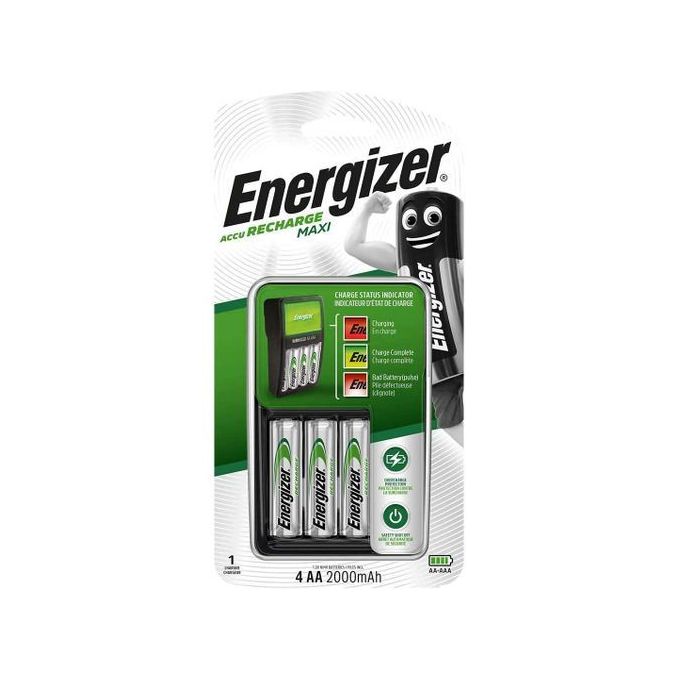 Energizer Chargeur de Batteries AA - AAA Mini // +4 Piles Rechargeables AA Ni-MH 2000 MAh