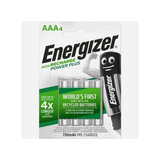 Energizer Power Plus 4 Batterie Rechargeable AAA 700 mAh Pré Chargé Energizer Piles Rechargeables Capacité 700 mAh Blister de 4 unités AAA Puissance longue durée et durabilité