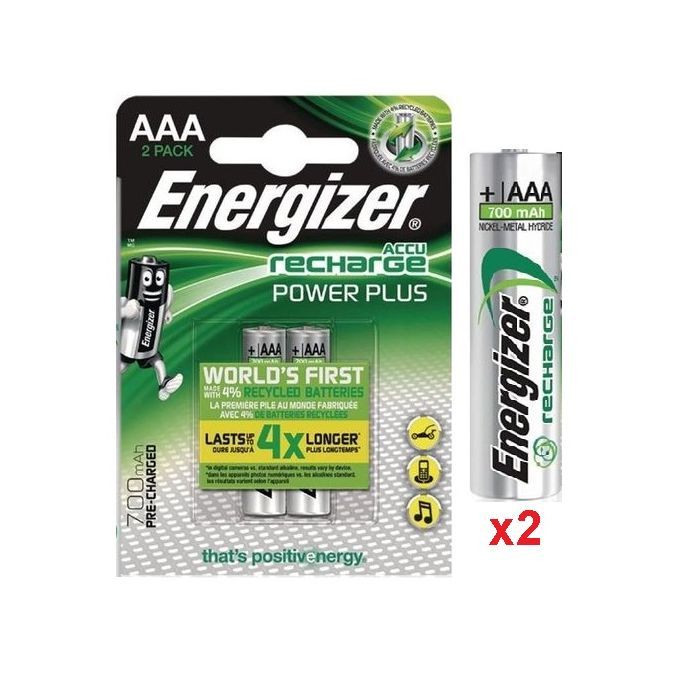 Energizer Power Plus Pile Rechargeable AAA 700 mAh // Lot de 2 Piles Pré Charge