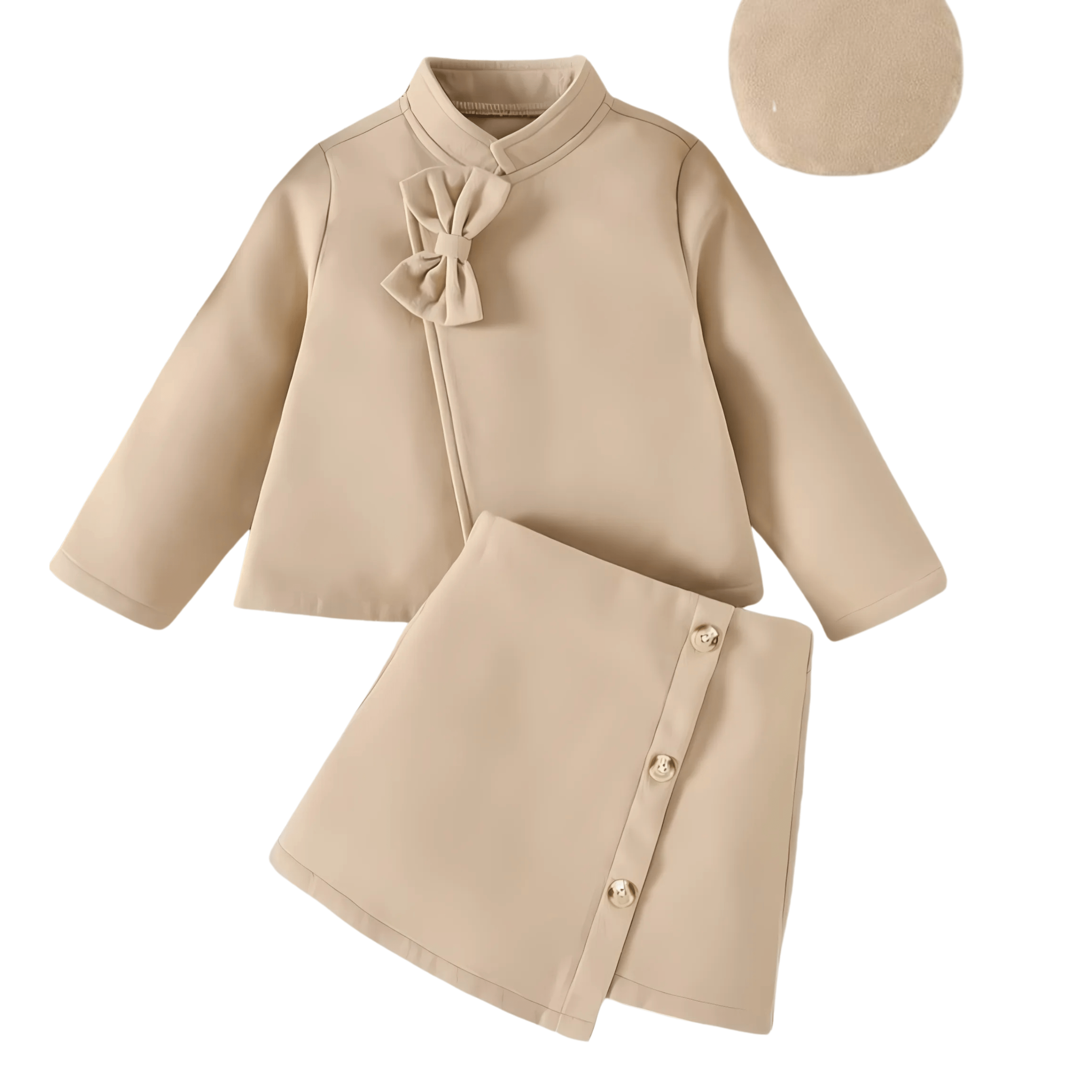 Ensemble 3 pièces cardigan/jupe tricotés et chapeau pour filles, vêtements d'automne pour enfants