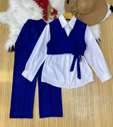 Ensemble 3 pièces femme – Chemise + Gilet + Pantalon