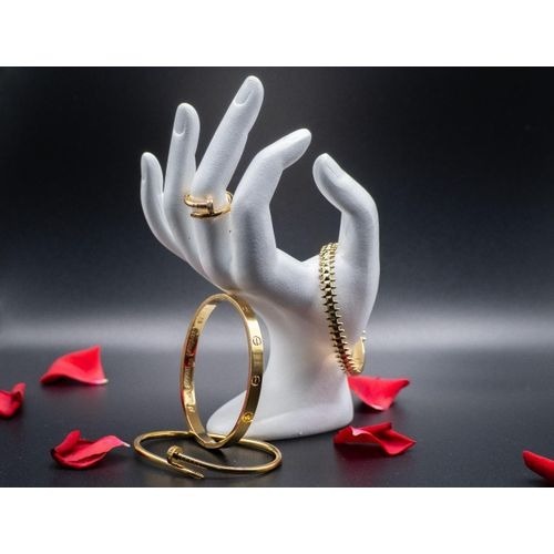 Ensemble de 3 Bracelets Cartier (Love, Clou, Clash) &amp; Bague en Acier Inoxydable