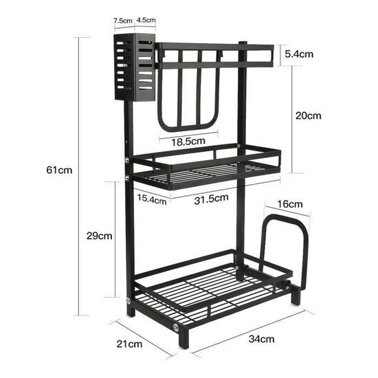 Étagère à Epice-3 Niveaux pour Cuisine métal inoxidable
