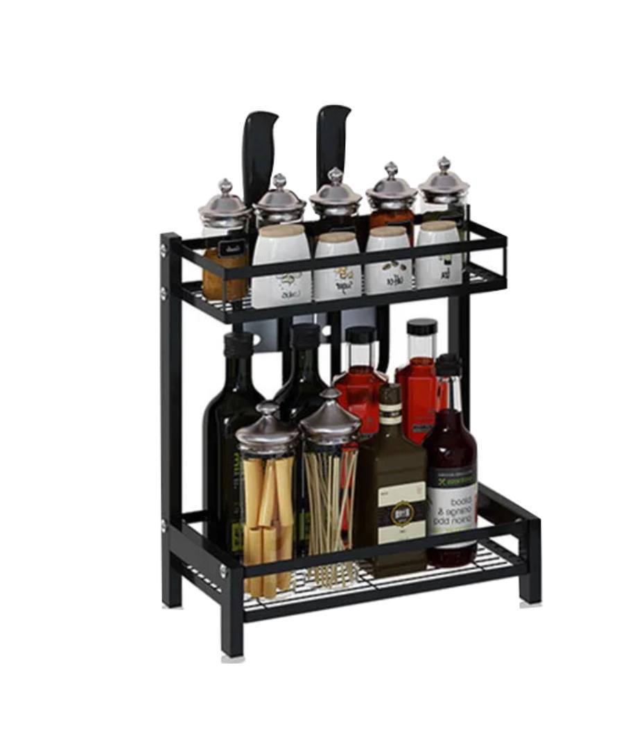 Étagère de cuisine à 2 niveaux pour épices, organisateur de plan de travail de cuisine pour pots à épices et égouttoir à vaisselle pour le rangement du plan de travail de la cuisine à domicile Marque : Uponer