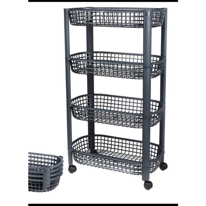 Etagère Multi-Usage 4 niveaux 78x46x26cm couleur noir