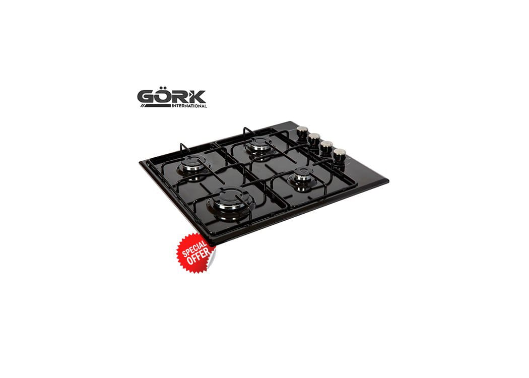 Gork International Plaque De Cuisson 4 Feux À Gaz Électrique 60 Cm - Noir - Made In Turcy