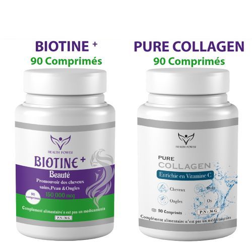 HEALTH POWER PACK BIOTINE 90 COMPRIMES + PURE COLLAGENE 90 COMPRIMES