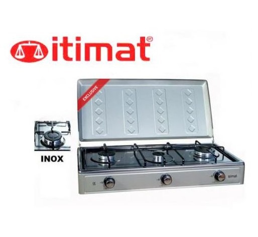 Itimat Réchaud Plaque de cuisson à gaz 3 Brûleurs - Inox gris